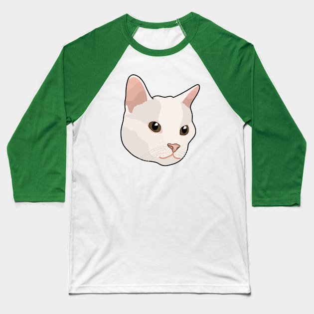 White Cat Baseball T-Shirt by crankycranium